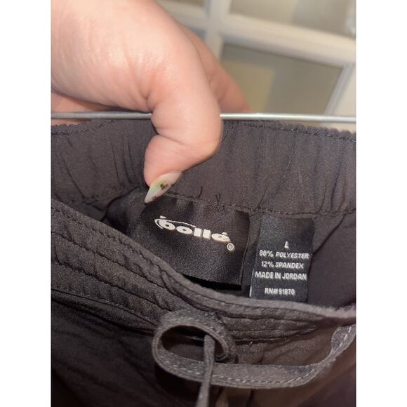 BOLLE polyester women’s black athletic pants flower embroidered drawstring LARGE - Picture 3 of 4